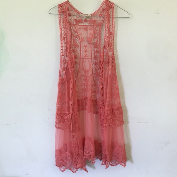 It's Our Time Jackets & Blazers - NWT It’s Our Time Crochet Racerback  Long Vest